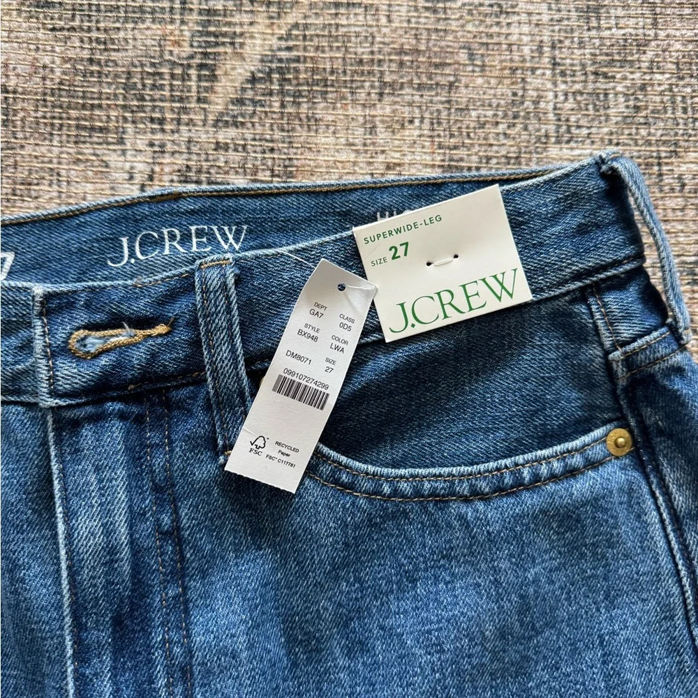 J.Crew High-Rise Superwide-Leg Jeans in White Medium and Dark Blue 3 pairs (27) - Picture 4 of 8